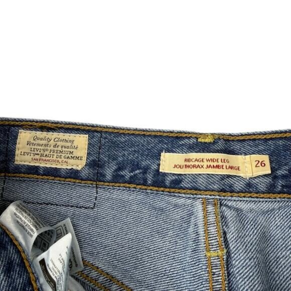 LEVI'S Premium Ribcage Wideleg Jean Size 26 Not The Same Medium Wash - Picture 4 of 11